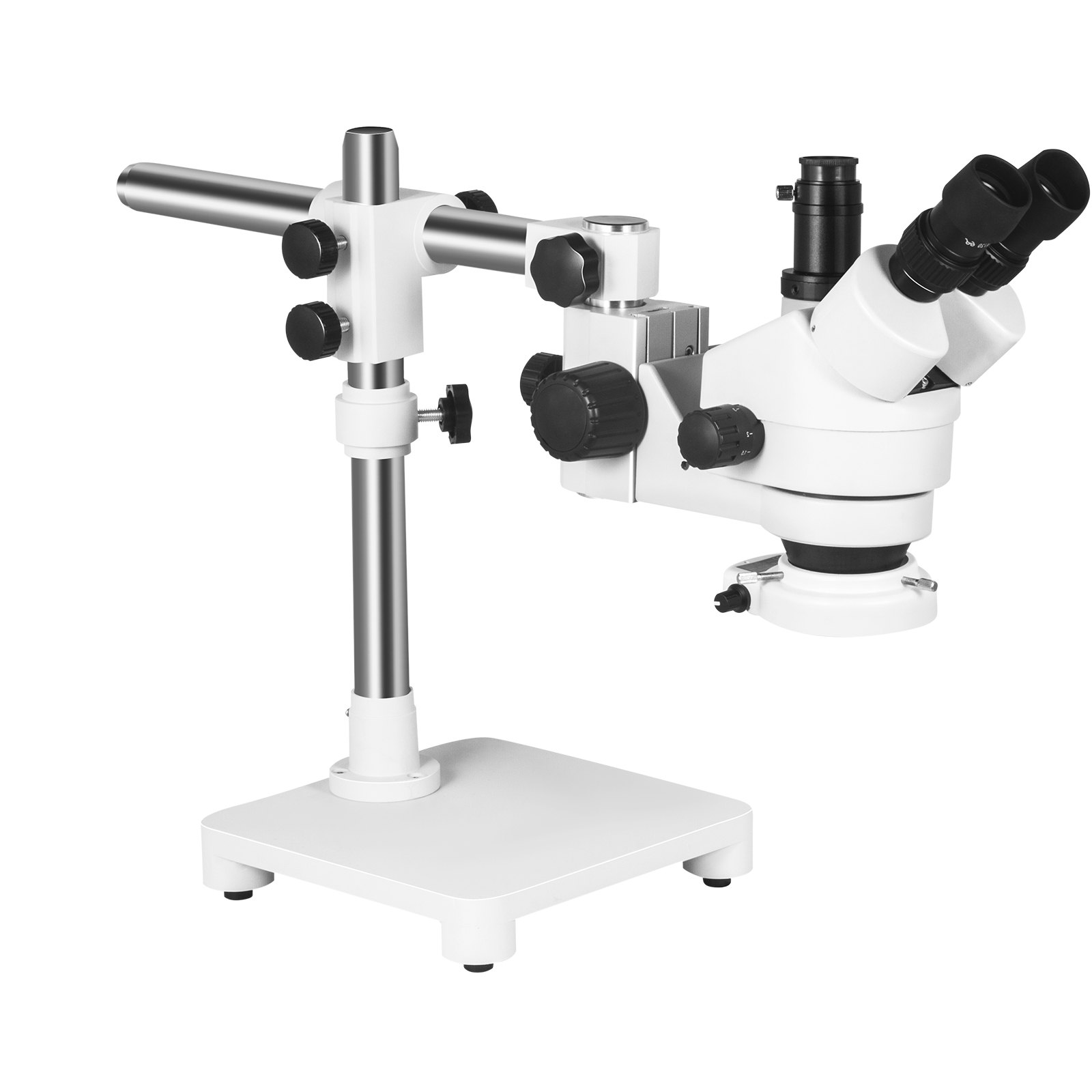 Microscopio estéreo trinocular VEVOR Microscopio con zoom de aumento 7X-45X Oculares WF10X Microscopio estéreo de laboratorio Microscopio estéreo de laboratorio con objetivo de zoom 0.7X-4.5X con luz LED y soporte de brazo único