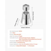Faucet Aerator 360° Swivel Kitchen Sink Aerator 5-Flow Sprayer Brass Adapter