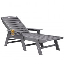 VEVOR Outdoor Chaise Lounge Chair Adjustable Patio Reclining Bench Lounger Gray