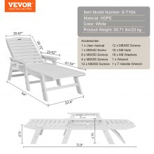 VEVOR Outdoor Chaise Lounge Chair Adjustable Patio Reclining Bench Lounger White