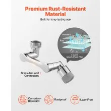 Universal 1080° Swivel Extension Faucet Aerator Rotate Robotic Arm Splash Filter