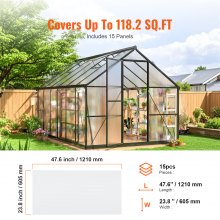 15 Pack Polycarbonate Greenhouse Panels 2' X 4' X 0.24'' Roof Sheets