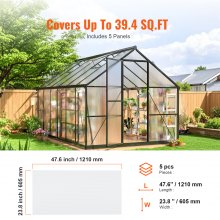 VEVOR 5 Pack Polycarbonate Greenhouse Panels 2' X 4' X 0.32'' Roof Sheets