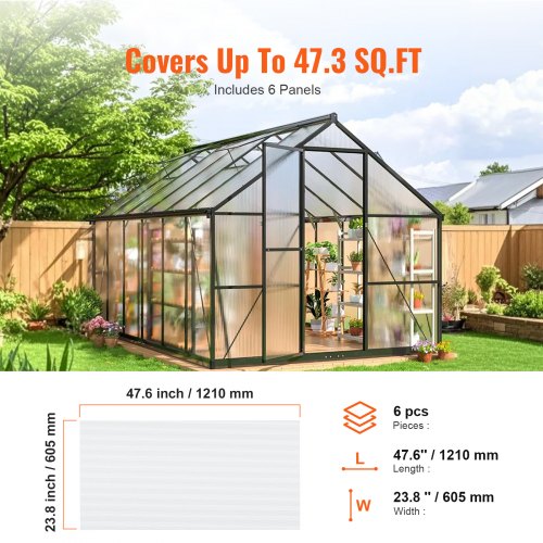 Aoodor 6-Pack Polycarbonate Greenhouse Panels – 24"x72", 4mm Thick, UV Protected