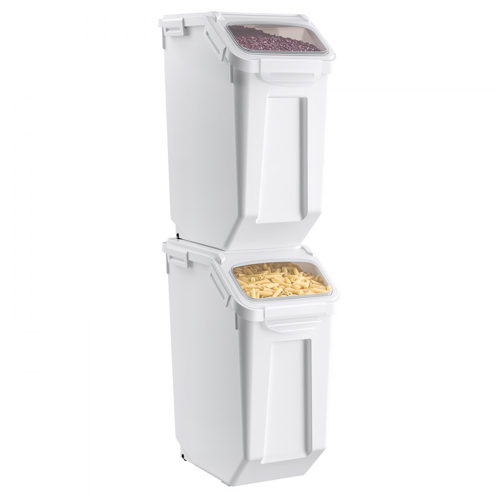 VEVOR Rice Storage Container 4 Pack 15 L/3.96 Gal x 2 + 20 L/5.28 Gal x 2, for Kitchen Pantry, Stackable Large Dog Food Dispenser, Ingredient Grain Cereal Flour Bin with Measuring Cup, Airtight Lid