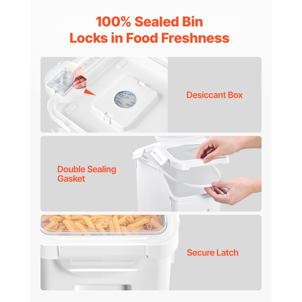 VEVOR Rice Storage Container 2 Pack 20 L/5.28 Gal 14 kg Dog Food Dispenser, for Kitchen Pantry, Stackable Large Ingredient Grain Cereal Flour Bin, Pet Food Container with Measuring Cup, Airtight Lid