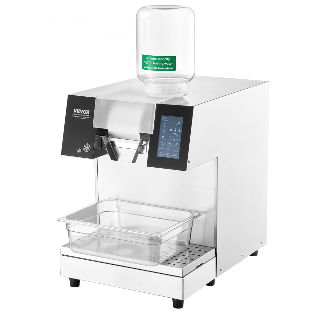 VEVOR Commercial Snowflake Ice Machine, 397LBS/24H Snowflake Ice Maker, Stainless Steel Ice Shaver Machine, Electric Snow Cone Maker, Liquid Cooling System for Rapid Heat Dissipation, Ice Cream