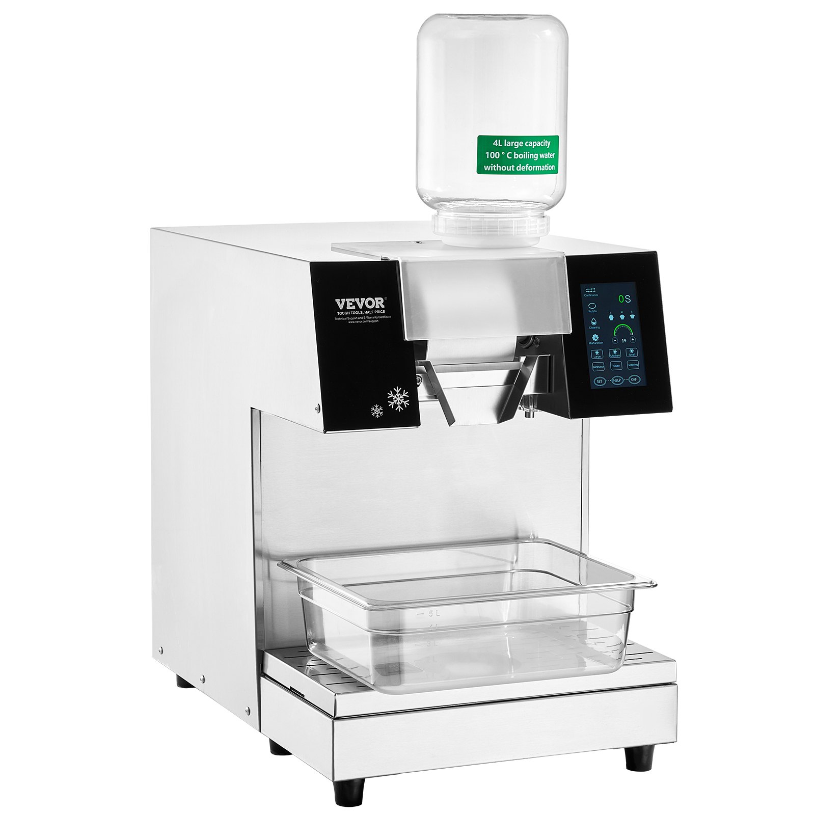 VEVOR Commercial Snowflake Ice Machine, 397LBS/24H Snowflake Ice Maker, Stainless Steel Ice Shaver Machine, Electric Snow Cone Maker, Liquid Cooling System for Rapid Heat Dissipation, Ice Cream