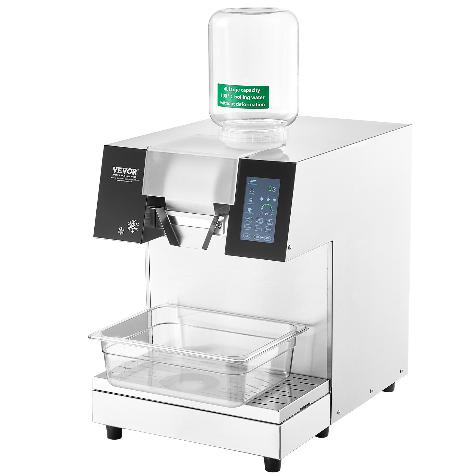 VEVOR Commercial Snowflake Ice Machine, 397LBS/24H Snowflake Ice Maker, Stainless Steel Ice Shaver Machine, Electric Snow Cone Maker, Liquid Cooling System for Rapid Heat Dissipation, Ice Cream