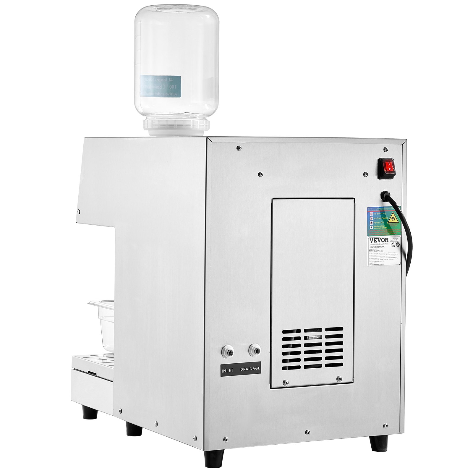 VEVOR Commercial Snowflake Ice Machine, 397LBS/24H Snowflake Ice Maker, Stainless Steel Ice Shaver Machine, Electric Snow Cone Maker, Liquid Cooling System for Rapid Heat Dissipation, Ice Cream