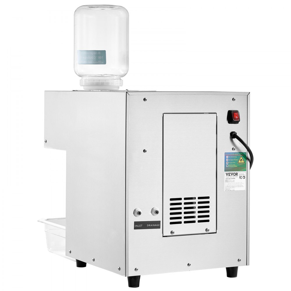 VEVOR Commercial Snowflake Ice Machine, 385LBS/24H Snowflake Ice Maker, Stainless Steel Ice Shaver Machine, Electric Snow Cone Maker, Liquid Cooling System for Rapid Heat Dissipation, Ice Cream