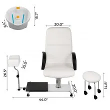 VEVOR Hydraulic Lift Adjustable Spa Pedicure Unit with Easy-Clean Bubble Massage Footbath White