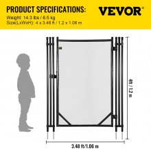 VEVOR Pool Fence Gate 4x3.48 ft, Pool Safety Fence Gate Kit 1000D Powder Coated Aluminum Pipe, Pool Fences for In ground Pools 340gsm Grid Cloth Life Saver Pool Fence