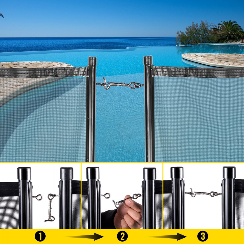 VEVOR Sentry Security Pool Fence 4x12ft Removable Pool Fence Hole Size 1.1x 3.5in Pool Fences for Inground Pools 11 Sleeves Pool Fence Diy by Life Saver Fencing Section Kit Black
