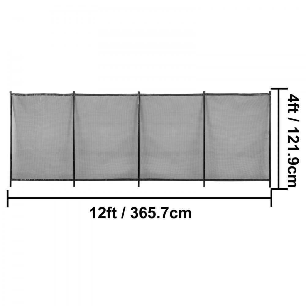 VEVOR Sentry Security Pool Fence 4x12ft Removable Pool Fence Hole Size 1.1x 3.5in Pool Fences for Inground Pools 11 Sleeves Pool Fence Diy by Life Saver Fencing Section Kit Black