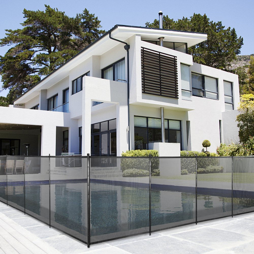 VEVOR Sentry Security Pool Fence 4x48 ft Removable Pool Fence Hole Size 1.1x 3.5 in Pool Fences for In-ground Pools 44 Sleeves Pool Fence DIY by Life Saver Fencing Section Kit Black