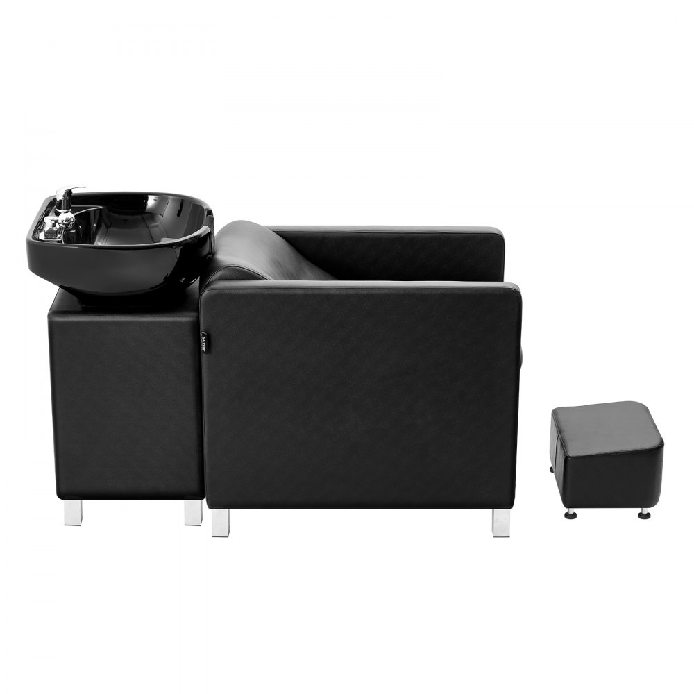 VEVOR Shampoo Backwash Chair, 661.4LBS Loading Salon & Spa Hair Washing Station, Backwash Barber Shampoo Bowl and Chair, Beauty Spa Massage Hairdressing Equipment with Wide Footrest and Ceramic Bowl