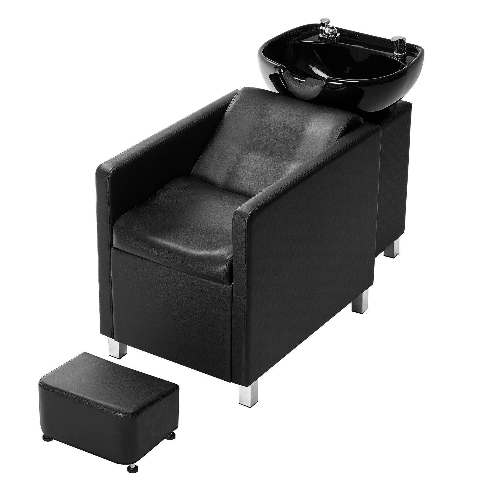 VEVOR Shampoo Backwash Chair, 661.4LBS Loading Salon & Spa Hair Washing Station, Backwash Barber Shampoo Bowl and Chair, Beauty Spa Massage Hairdressing Equipment with Wide Footrest and Ceramic Bowl