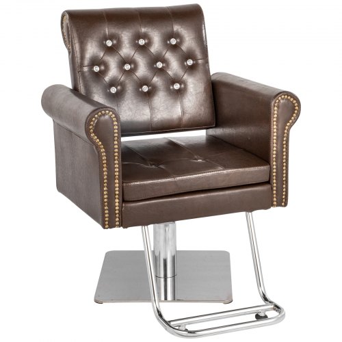 Classic Barber Chair, Salon Hair Styling Chair Hydraulic Adjust Beauty Spa Brown