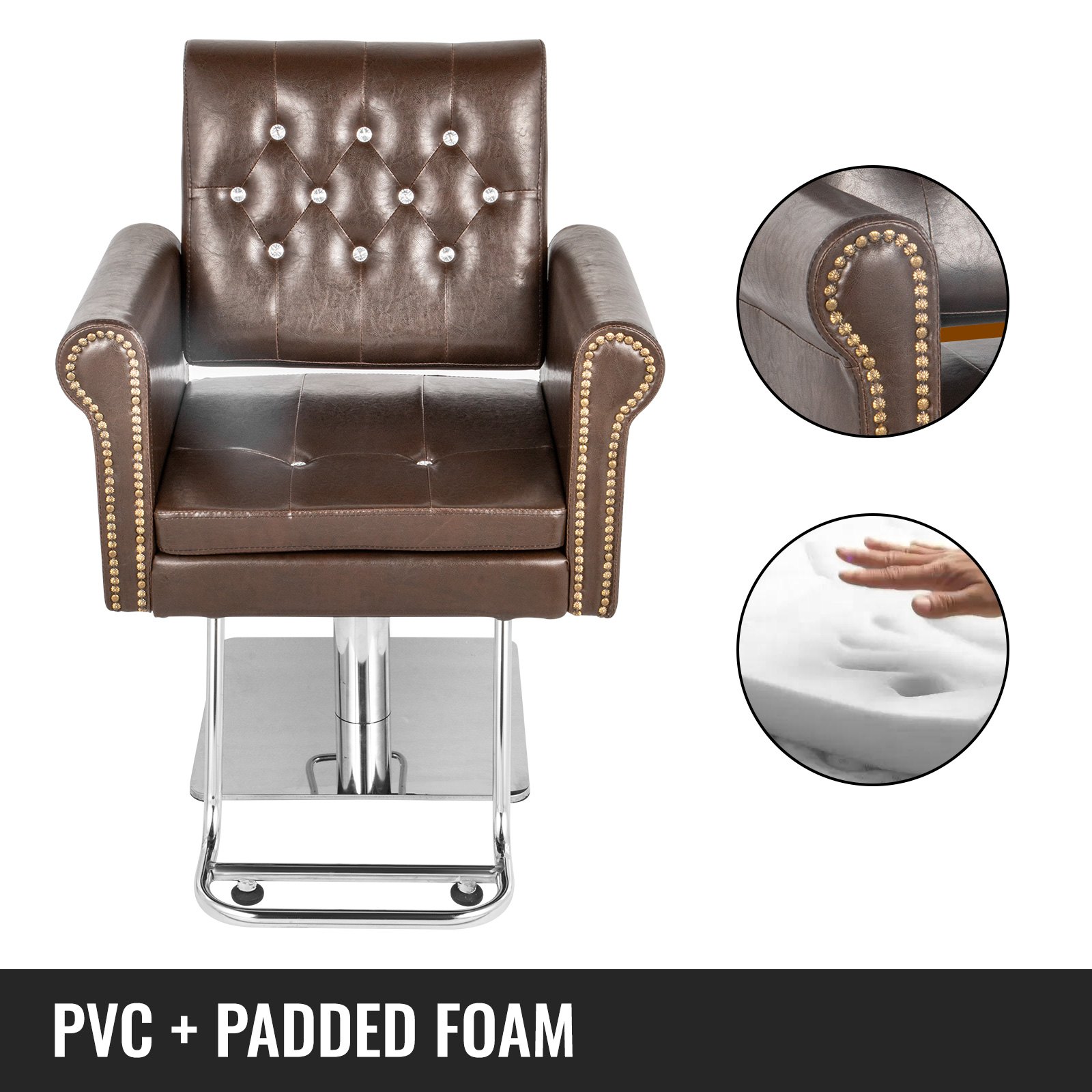 Classic Barber Chair, Salon Hair Styling Chair Hydraulic Adjust Beauty Spa Brown