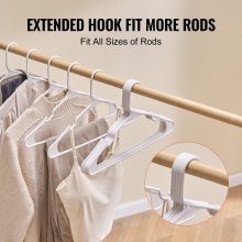 VEVOR Hangers, 0.2 in Ultra-Thin, 50 Pack White Plastic Hangers with Stable Triangular Top Structure & Wider Notch Design, Non-Slip Space Saving Hangers, Fit for T-Shirt, Shirt, Sling & Pant