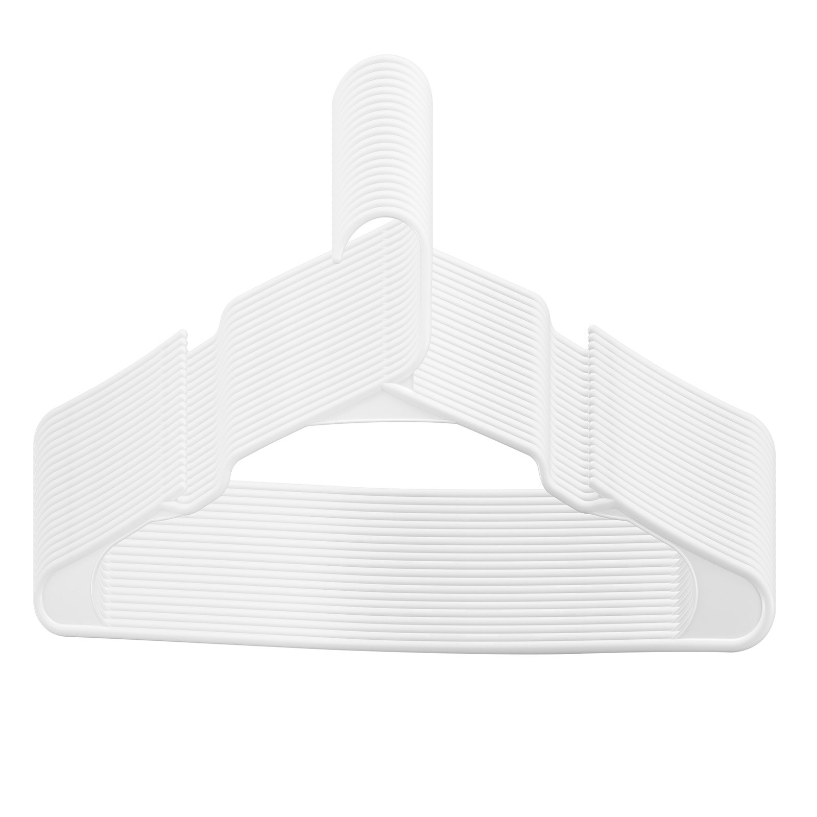 VEVOR Hangers, 0.2 in Ultra-Thin, 50 Pack White Plastic Hangers with Stable Triangular Top Structure & Wider Notch Design , Non-Slip Space Saving Hangers, Fit for T-Shirt, Shirt, Sling & Pant