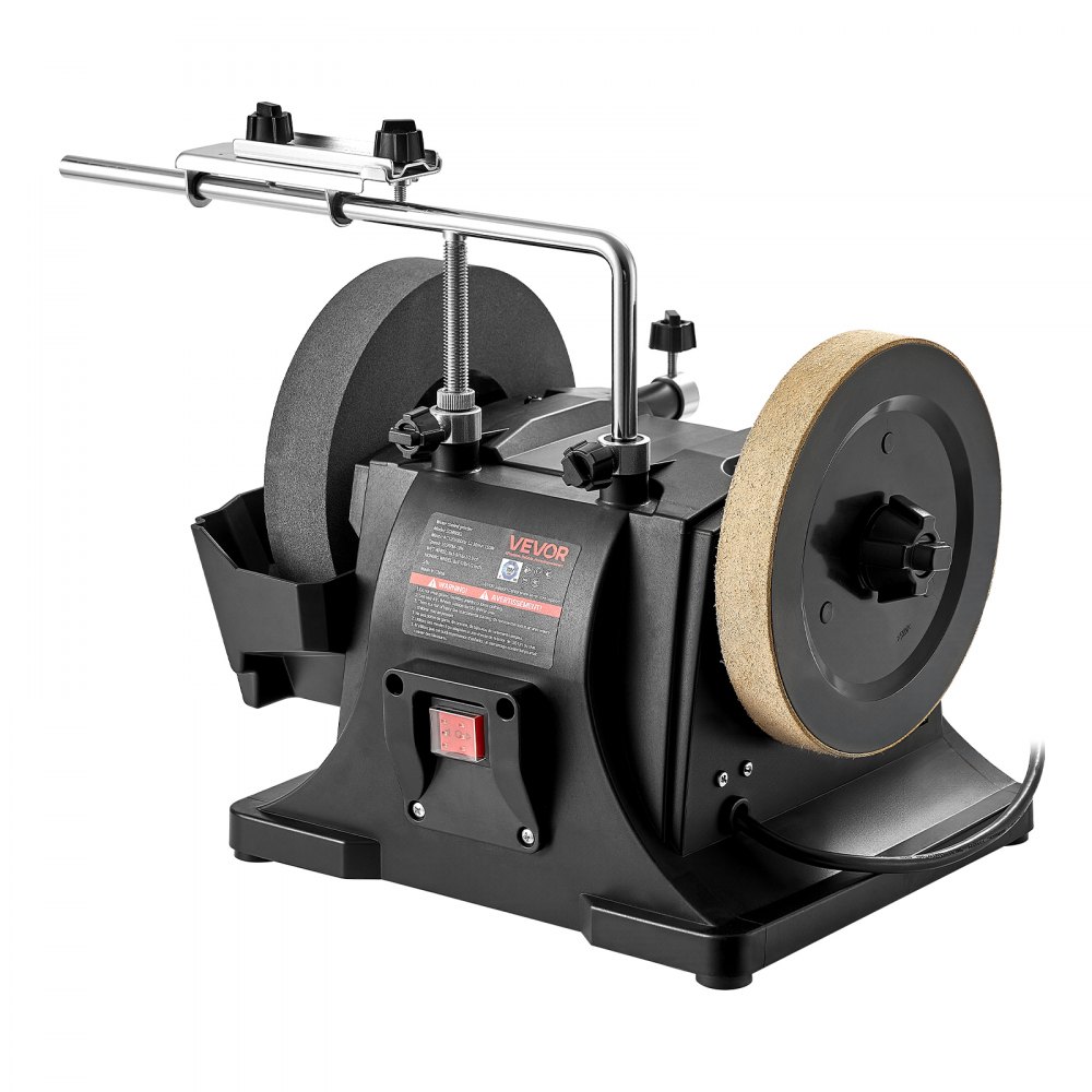 VEVOR 8-Inch Wet Sharpening System, Water-Cooled Knife Grinder Machine with 155 RPM Grinding Speed, Vertical/Horizontal Two-Direction Wet Stone Grinder, Wet Bench Grinder for Knife, Chisel, Knife, Axe