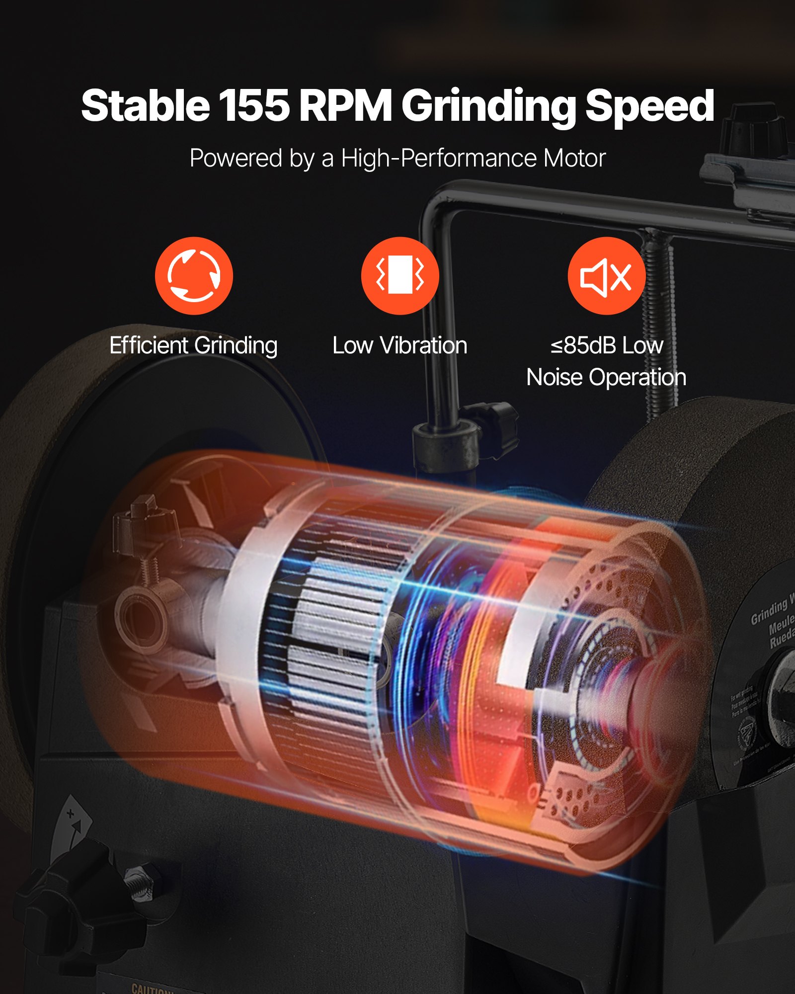 VEVOR 8-Inch Wet Sharpening System, Water-Cooled Knife Grinder Machine with 155 RPM Grinding Speed, Vertical/Horizontal Two-Direction Wet Stone Grinder, Wet Bench Grinder for Knife, Chisel, Knife, Axe