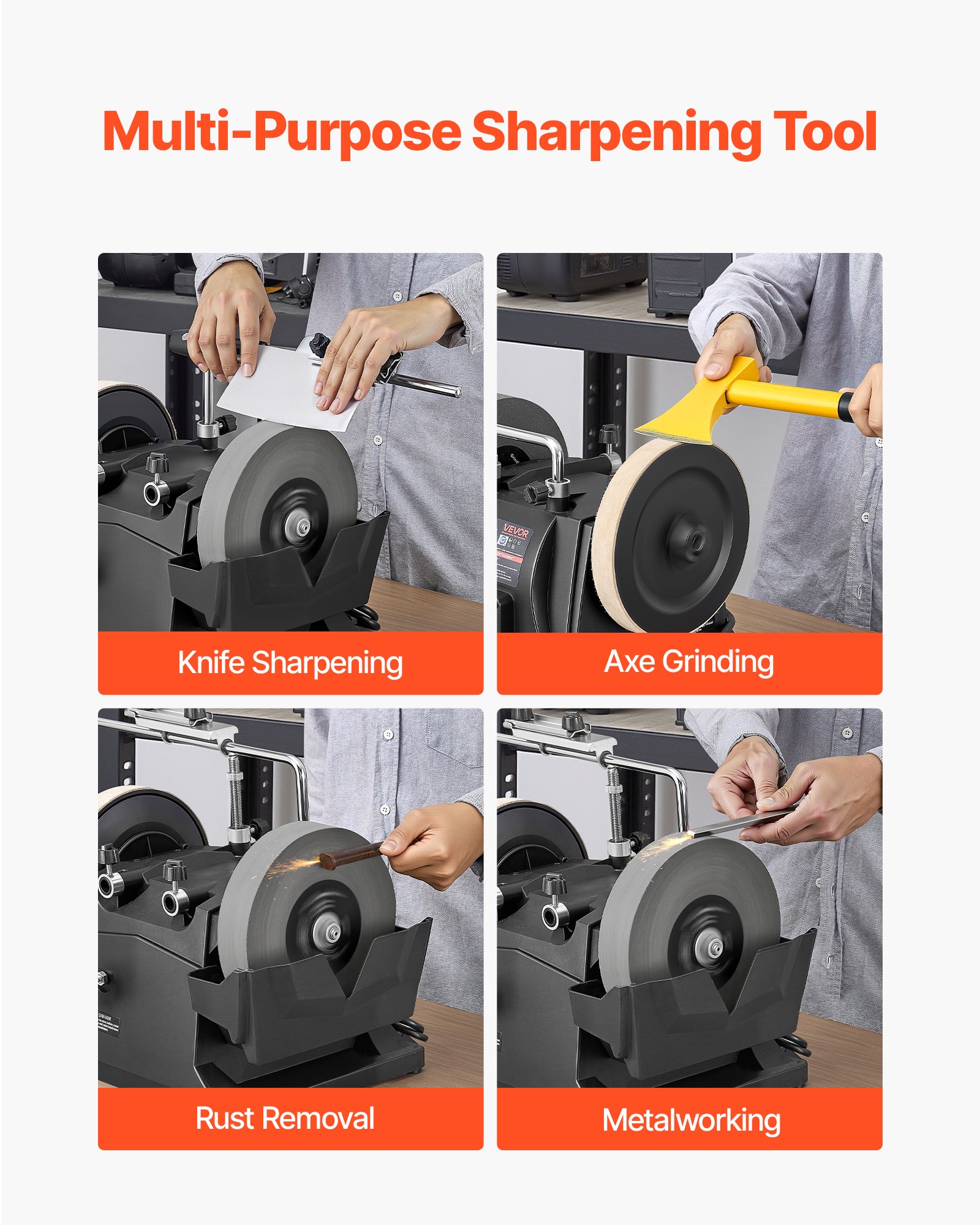 VEVOR 8-Inch Wet Sharpening System, Water-Cooled Knife Grinder Machine with 155 RPM Grinding Speed, Vertical/Horizontal Two-Direction Wet Stone Grinder, Wet Bench Grinder for Knife, Chisel, Knife, Axe