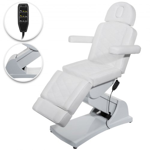 VEVOR 4 Motors Electric Facial Chair Full Electrical Massage Table Dental Bed Aesthetic Adjustable Reclining Chair for Podiatry Tattoo Spa Salon All Purpose Bed Chair （4-Motor, White2）