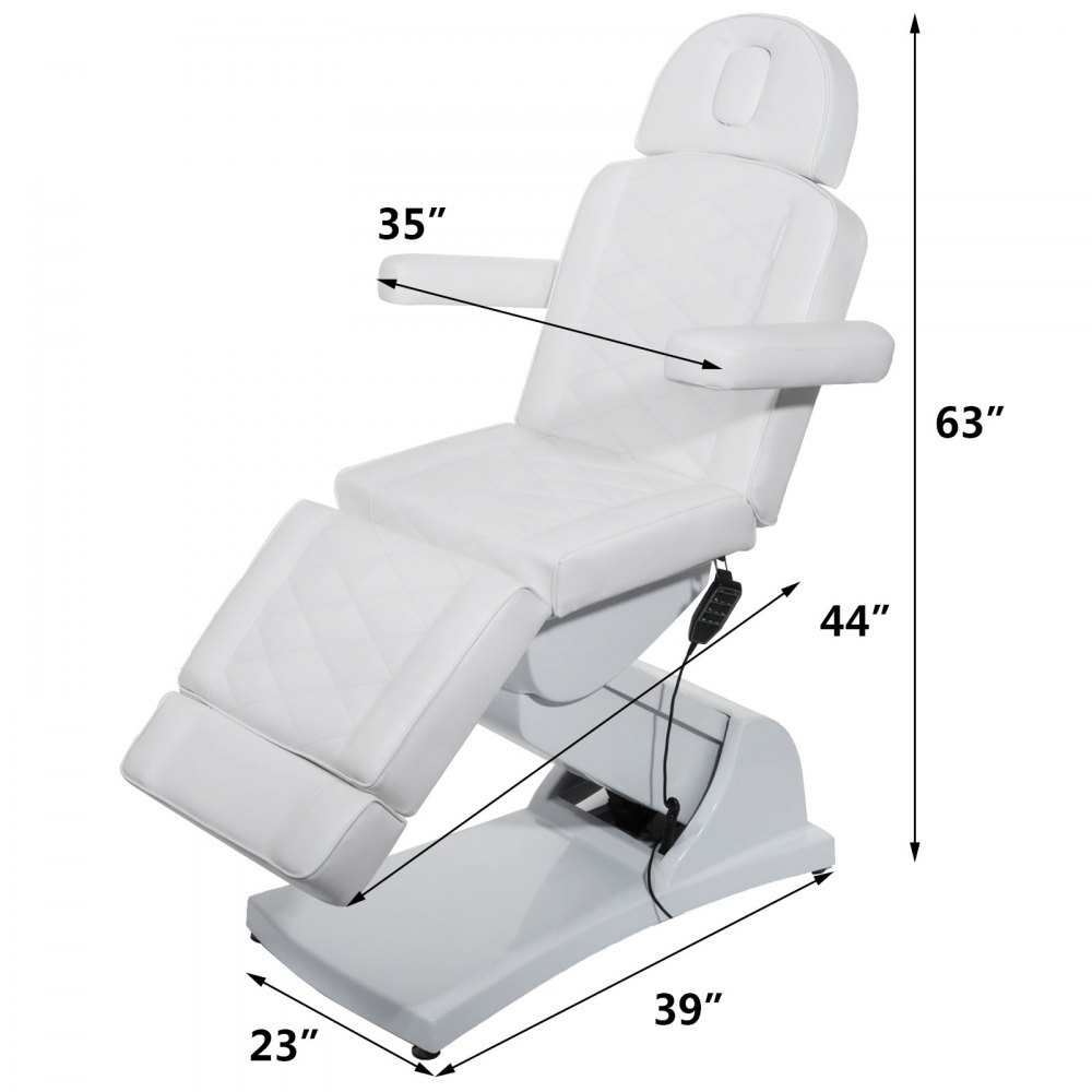 VEVOR 4 Motors Electric Facial Chair Full Electrical Massage Table Dental Bed Aesthetic Adjustable Reclining Chair for Podiatry Tattoo Spa Salon All Purpose Bed Chair （4-Motor, White2）