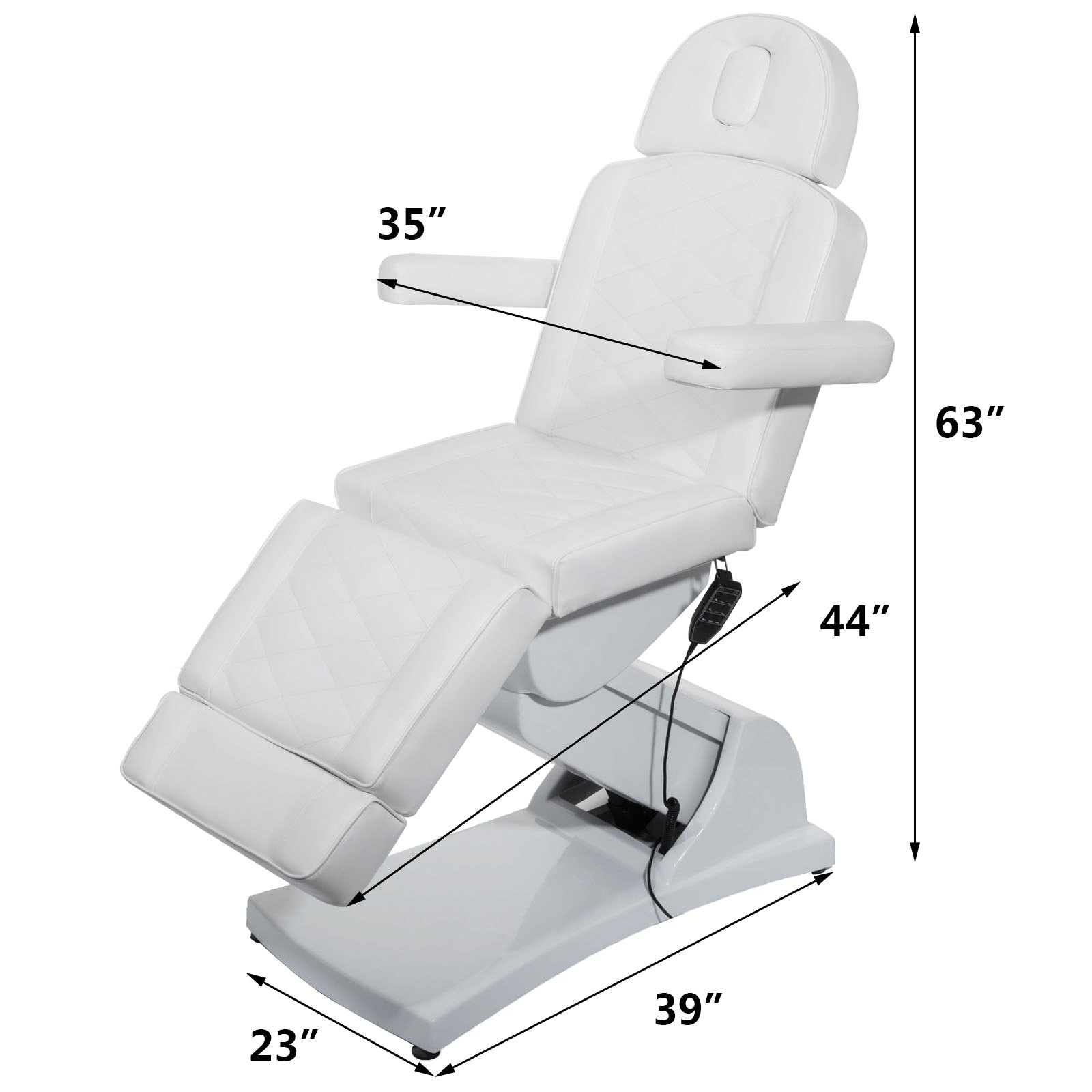 VEVOR 4 Motors Electric Facial Chair Full Electrical Massage Table Dental Bed Aesthetic Adjustable Reclining Chair for Podiatry Tattoo Spa Salon All Purpose Bed Chair （4-Motor, White2）
