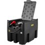 VEVOR Portable Diesel Tank, 439.1 L Capacity & 37.85 L/min Flow Rate, Diesel Fuel Tank with 12V Electric Transfer Pump and 399.3 cm Rubber Hose, PE Diesel Transfer Tank for Easy Fuel Transportation, Black