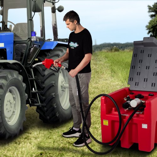 VEVOR Portable Diesel Tank, 58 Gallon Capacity & 10 GPM Flow Rate, Diesel Fuel Tank with 12V Electric Transfer Pump and 13.1ft Rubber Hose, PE Diesel Transfer Tank for Easy Fuel Transportation, Red