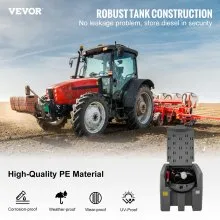 VEVOR Portable Diesel Tank, 58 Gallon Capacity & 10 GPM Flow Rate, Diesel Fuel Tank with 12V Electric Transfer Pump and 13.1ft Rubber Hose, PE Diesel Transfer Tank for Easy Fuel Transportation,Gray