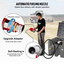 VEVOR Portable Diesel Tank, 58 Gallon Capacity & 10 GPM Flow Rate, Diesel Fuel Tank with 12V Electric Transfer Pump and 13.1ft Rubber Hose, PE Diesel Transfer Tank for Easy Fuel Transportation,Gray