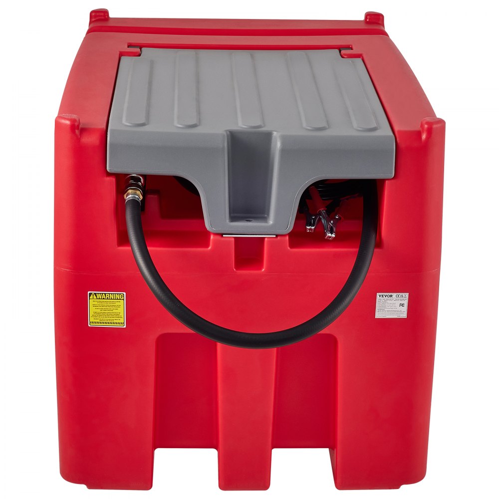 VEVOR Portable Diesel Tank, 439.1 L Capacity & 10 GPM Flow Rate, Diesel Fuel Tank with 12V Electric Transfer Pump and 399.3 cm Rubber Hose, PE Diesel Transfer Tank for Easy Fuel Transportation, Red