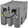 VEVOR portable diesel tank in gray featuring secure lid and hose with clamps.