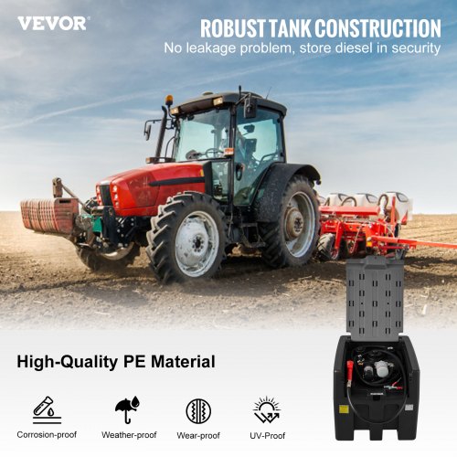 VEVOR Portable Diesel Tank, 58 Gallon Capacity & 10 GPM Flow Rate, Diesel Fuel Tank with 12V Electric Transfer Pump and 13.1ft Rubber Hose, PE Diesel Transfer Tank for Easy Fuel Transportation, Black