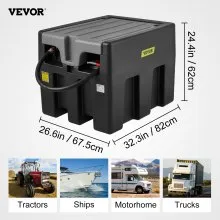 VEVOR Portable Diesel Tank, 58 Gallon Capacity & 10 GPM Flow Rate, Diesel Fuel Tank with 12V Electric Transfer Pump and 13.1ft Rubber Hose, PE Diesel Transfer Tank for Easy Fuel Transportation, Black