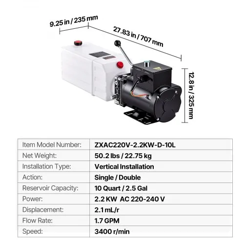 Hüdraulikaagregaat 2,2 kW, 10 l, 230 V — pilt 7