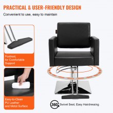 Καρέκλα κομμωτηρίου VEVOR, Καρέκλα κουρείου για κομμωτή, καρέκλα styling με υδραυλική αντλία βαρέως τύπου, καρέκλα κομμωτηρίου 360° περιστρεφόμενη με στήριγμα ποδιών για Beauty Spa σαμπουάν, μέγιστο βάρος φόρτωσης 330 lbs, μαύρο