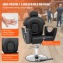 VEVOR Salon Chair, Hydraulické polohovací křeslo pro kadeřníka, 360 stupňů otočné o 90°-130° Salonní křeslo pro Beauty Spa Shampoo, Max. nosnost 330 lbs, Černá