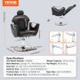 VEVOR Salonstol, Hydraulisk hvilestol frisørstol til frisør, 360 grader drejelig 90°-130° hvilestol til skønhedsspa shampoo, maks. belastningsvægt 330 lbs, sort