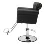 black VEVOR salon chair with chrome base, padded armrests, and footrest; side view.
