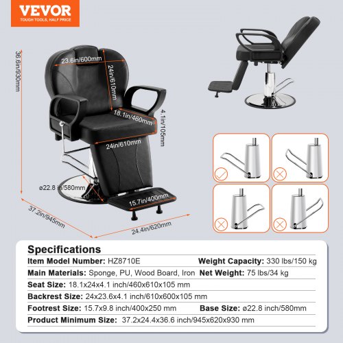 Hair Wash Low Price Salon Chair VEVOR Salon Chair, Hydraulic