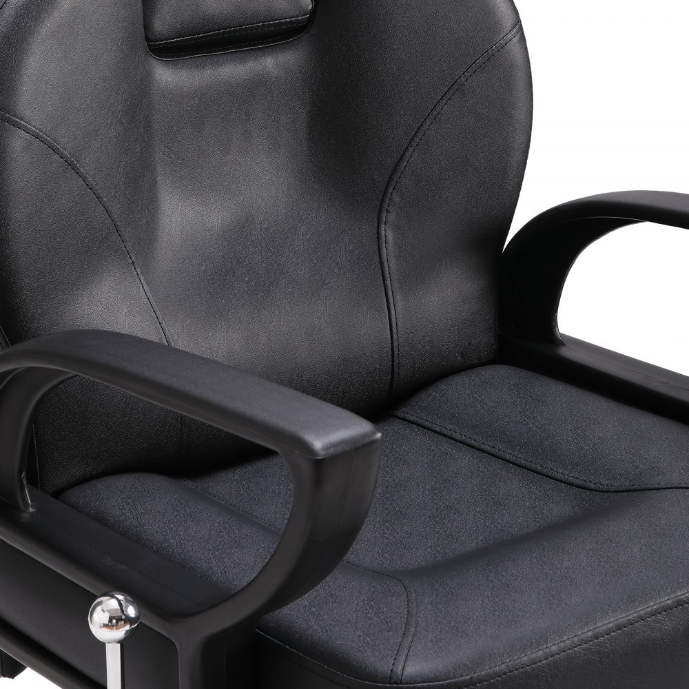 black VEVOR salon chair with cushioned seat and backrest featuring rounded armrests.
