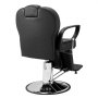 black VEVOR salon chair with chrome base and armrests, featuring a cushioned backrest.