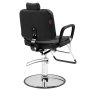 VEVOR salon chair in black with chrome base, adjustable headrest, and footrest, viewed from the back.