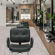 Scaun de salon VEVOR, scaun de frizer cu reclinat hidraulic pentru stilist, 360 de grade pivotant 90°-125° scaun de salon rabatabil pentru șampon Beauty Spa, greutate maximă 330 lbs, negru